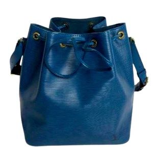Vintage Louis Vuitton Blue Epi Calfskin Leather Noe Bucket Bag